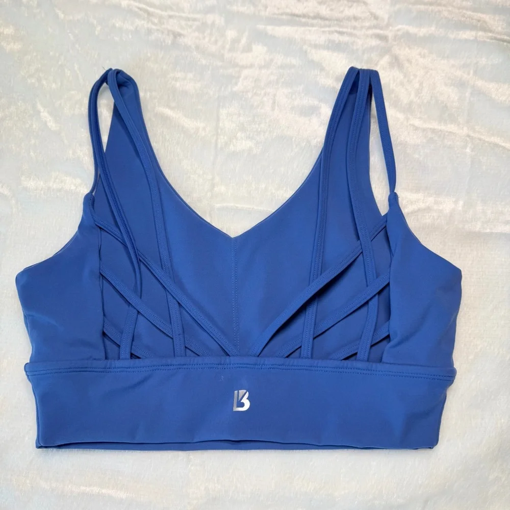 Buffbunny Collection Medium Blue Strappy Back Sports Bra - Picture 1 of 8